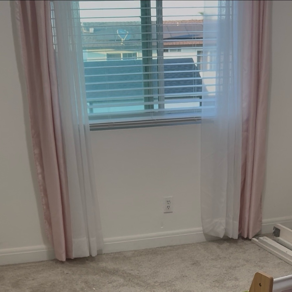 Sheer White and Blush Pink Window Curtain Set -of 2 Unbranded
